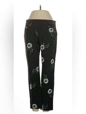 Banana Republic Black Cropped Pants with White Floral Print 8P EUC
